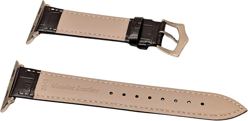 Vintage Genuine Leather Apple Watch Band – Black Crocodile Grain
