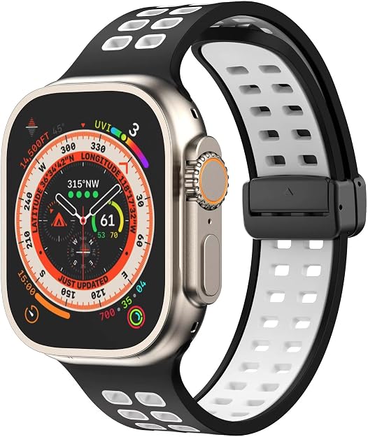 Premium Magnetic Sport Silicone Apple Watch Band – Black & White