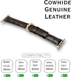 Vintage Genuine Leather Apple Watch Band – Black Crocodile Grain