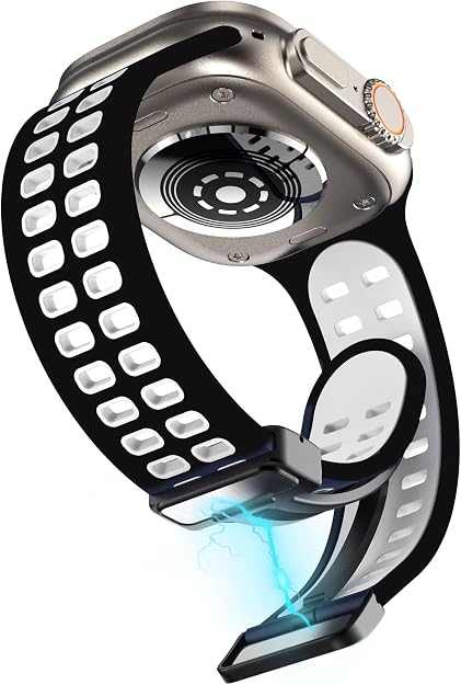 Premium Magnetic Sport Silicone Apple Watch Band – Black & White
