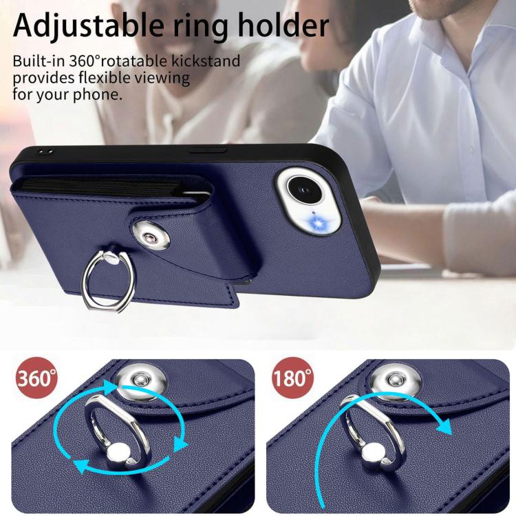 Crossbody Wallet Phone Case with Card Holder, Ring Stand & Shoulder Strap for iPhone