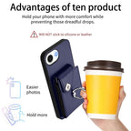 Crossbody Wallet Phone Case with Card Holder, Ring Stand & Shoulder Strap for iPhone