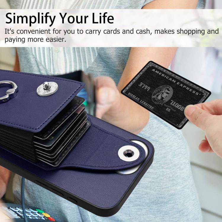 Crossbody Wallet Phone Case with Card Holder, Ring Stand & Shoulder Strap for iPhone