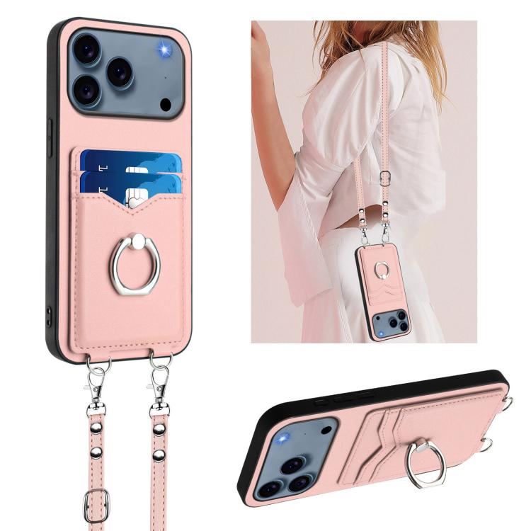 Crossbody Rope Phone Case with Ring Holder & Card Slot for iPhone