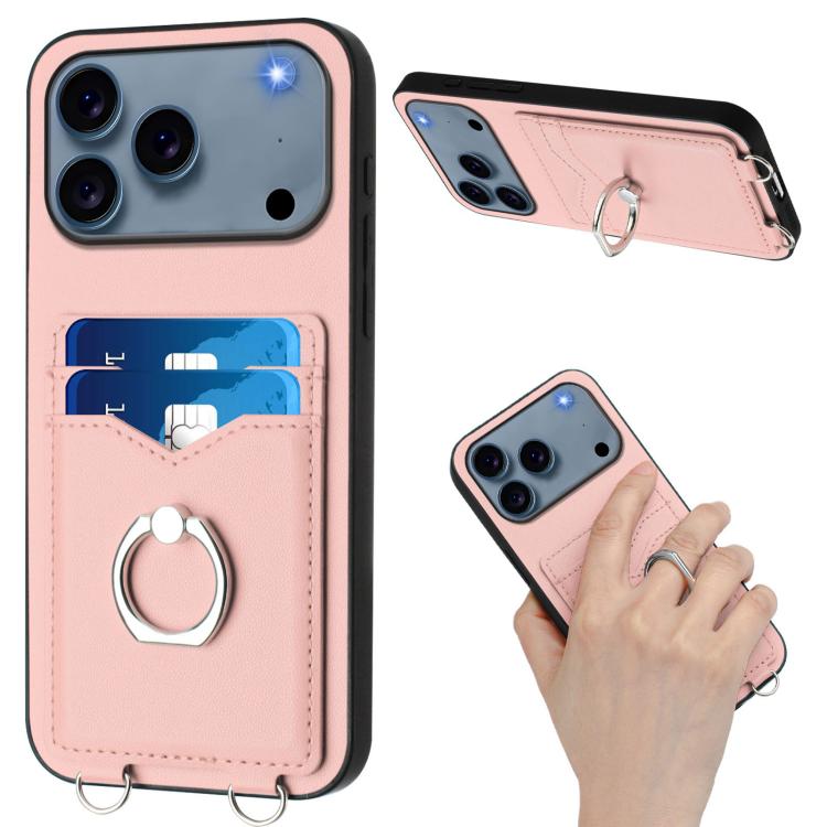 Crossbody Rope Phone Case with Ring Holder & Card Slot for iPhone