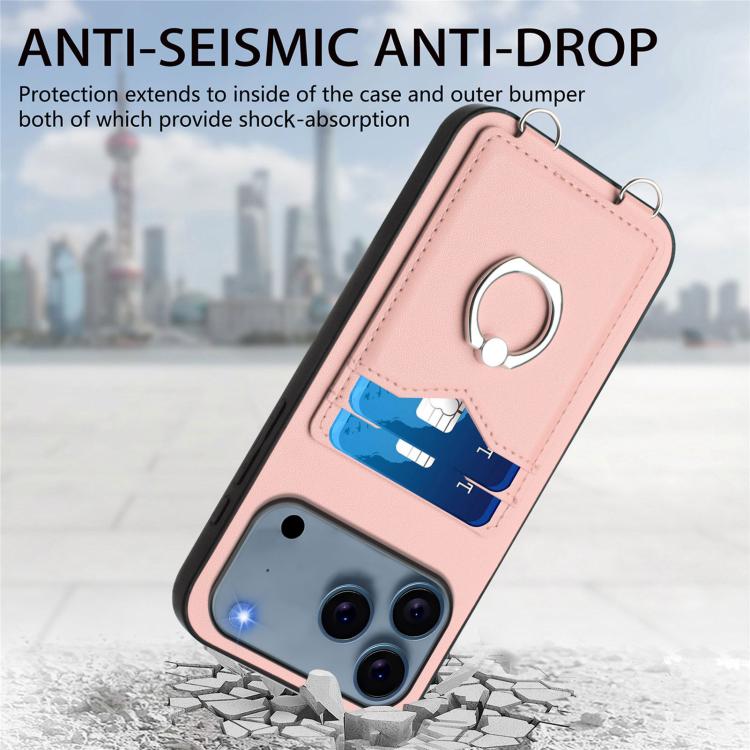 Crossbody Rope Phone Case with Ring Holder & Card Slot for iPhone