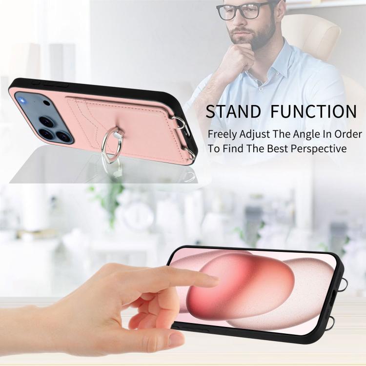 Crossbody Rope Phone Case with Ring Holder & Card Slot for iPhone