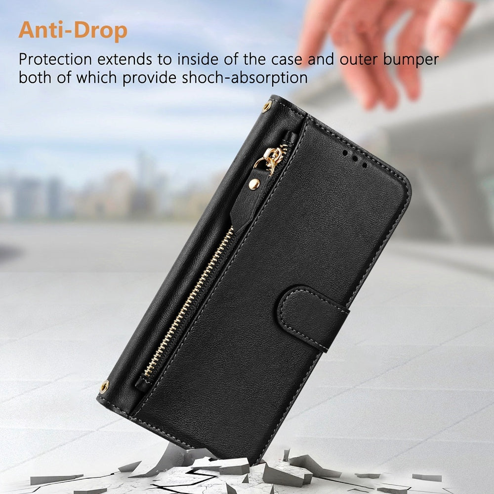 Luxury Multi-Card Zipper Wallet Leather Case for iPhone