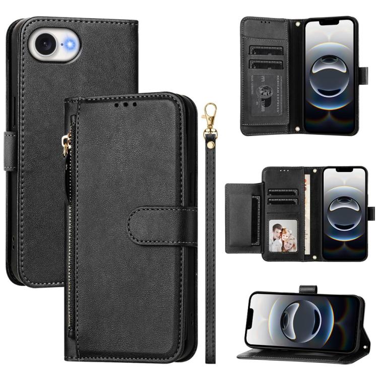 Premium Zipper Wallet Leather Phone Case for iPhone
