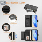 Premium Zipper Wallet Leather Phone Case for iPhone