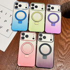 Transparent Gradient MagSafe Phone Case with Metal Ring Stand for iPhone