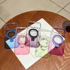 Transparent Gradient MagSafe Phone Case with Metal Ring Stand for iPhone