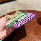 Transparent Gradient MagSafe Phone Case with Metal Ring Stand for iPhone