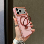 Transparent Colorful MagSafe Phone Case with Metal Ring Stand for iPhone