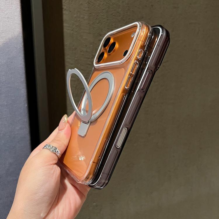 Transparent Colorful MagSafe Phone Case with Metal Ring Stand for iPhone