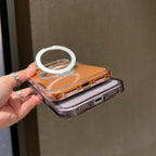 Transparent Colorful MagSafe Phone Case with Metal Ring Stand for iPhone