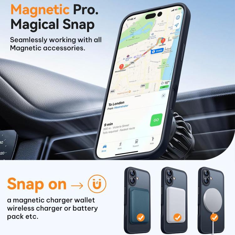 Premium Magnetic Frosted Case for iPhone 17 Pro Max – Smoke Black