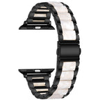 Elegant Black Stainless Steel & White Resin Apple Watch Band
