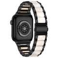 Elegant Black Stainless Steel & White Resin Apple Watch Band