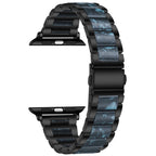 Elegant Black Stainless Steel & Blue Resin Apple Watch Band