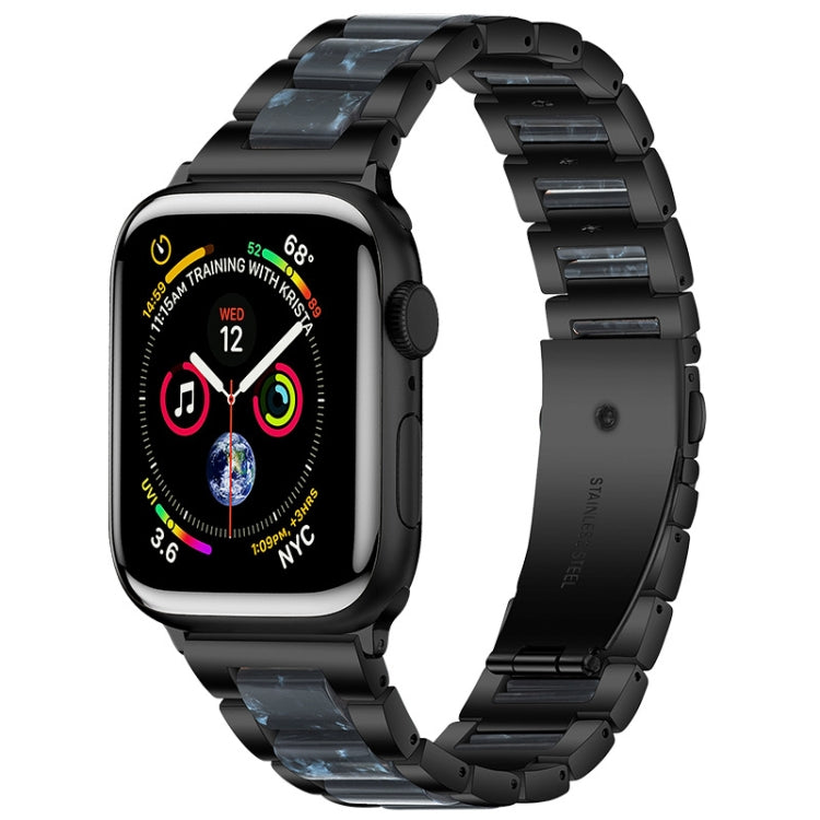 Elegant Black Stainless Steel & Blue Resin Apple Watch Band