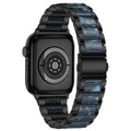 Elegant Black Stainless Steel & Blue Resin Apple Watch Band