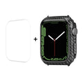 ENKAY Carbon Fiber PC Apple Watch Case with Full Coverage PET Screen Protector for Series 9/8/7 (41mm & 45mm)