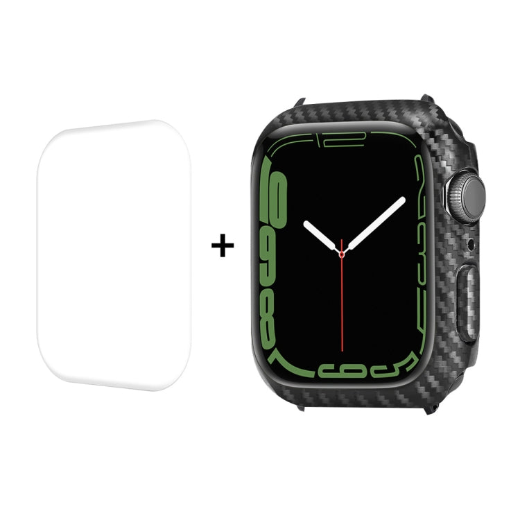 ENKAY Carbon Fiber PC Apple Watch Case with Full Coverage PET Screen Protector for Series 9/8/7 (41mm & 45mm)
