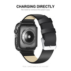 ENKAY Carbon Fiber PC Apple Watch Case with Full Coverage PET Screen Protector for Series 9/8/7 (41mm & 45mm)