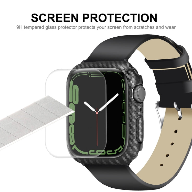 ENKAY Carbon Fiber PC Apple Watch Case with Full Coverage PET Screen Protector for Series 9/8/7 (41mm & 45mm)