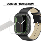ENKAY Carbon Fiber PC Apple Watch Case with Full Coverage PET Screen Protector for Series 9/8/7 (41mm & 45mm)
