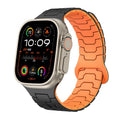 Dragon Scale Magnetic Silicone Apple Watch Band – Black & Orange