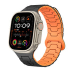Dragon Scale Magnetic Silicone Apple Watch Band – Black & Orange