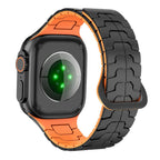 Dragon Scale Magnetic Silicone Apple Watch Band – Black & Orange