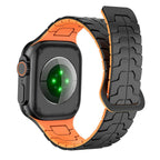 Dragon Scale Magnetic Silicone Apple Watch Band – Black & Orange