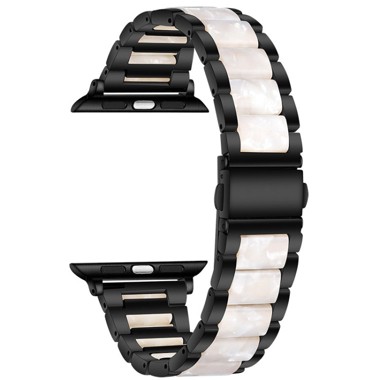 Modern Black & White Metal & Resin Apple Watch Band for Women – Stainless Steel Bracelet Strap