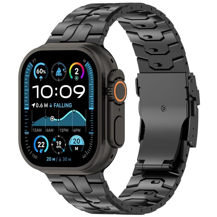 Modern Black Stainless Steel Apple Watch Band with Tool-Free Detachable Links