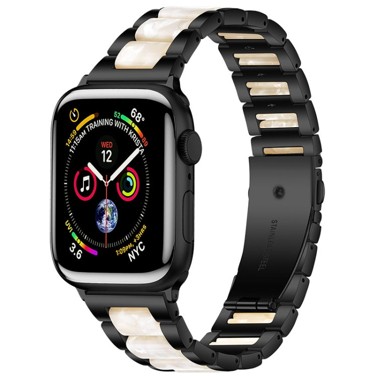 Modern Black & White Metal & Resin Apple Watch Band for Women – Stainless Steel Bracelet Strap