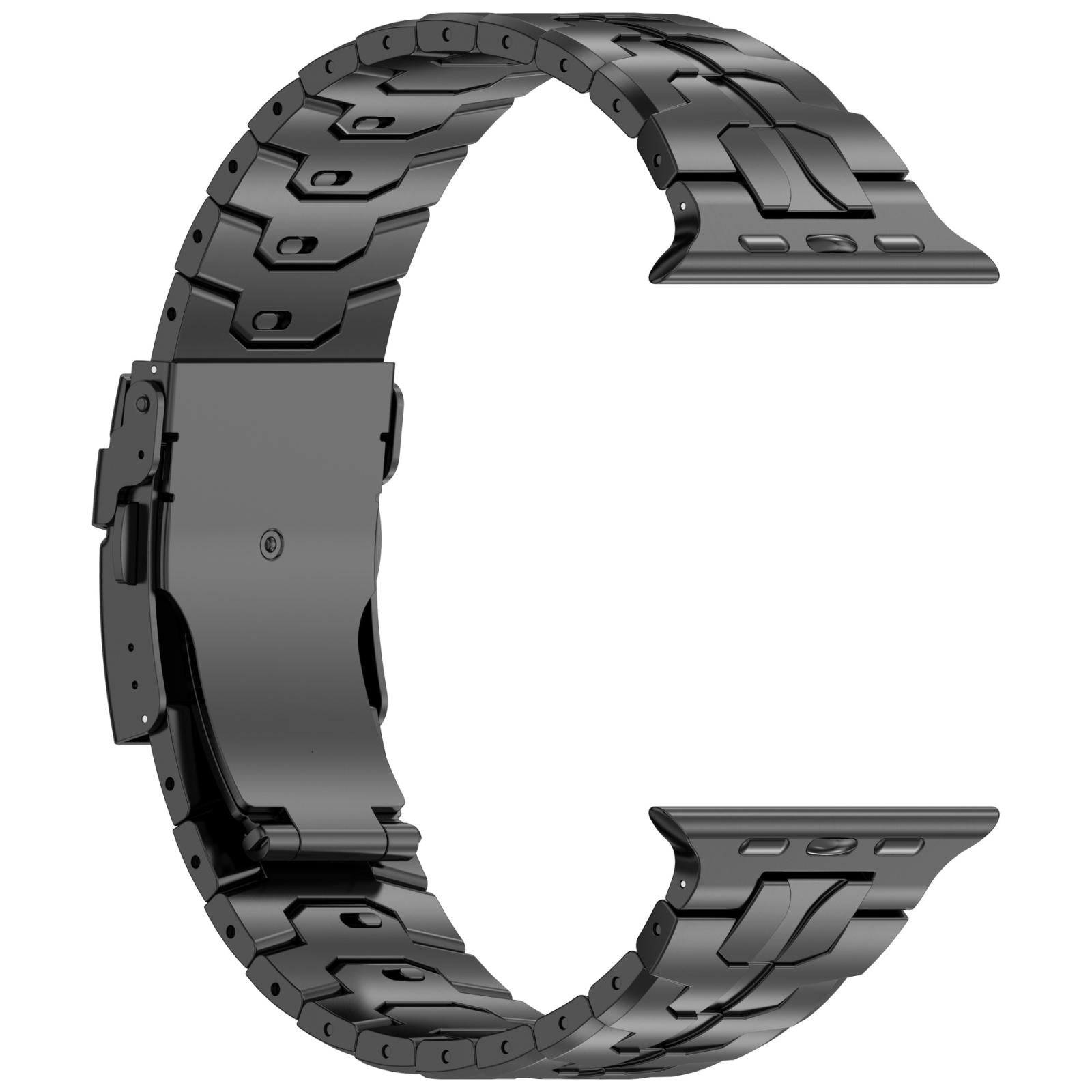 Modern Black Stainless Steel Apple Watch Band with Tool-Free Detachable Links