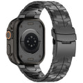 Modern Black Stainless Steel Apple Watch Band with Tool-Free Detachable Links