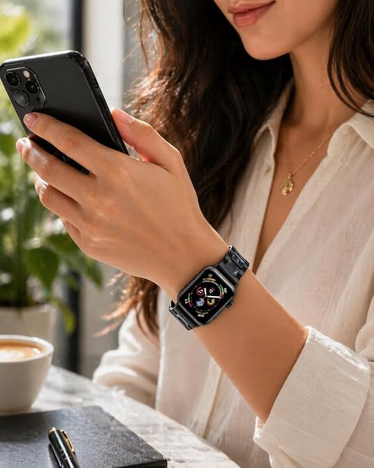 Luxury Metal & Resin Apple Watch Band for Women – Stainless Steel Bracelet Strap