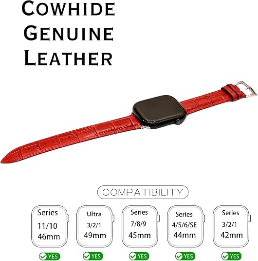 Vintage Genuine Leather Apple Watch Band - Red