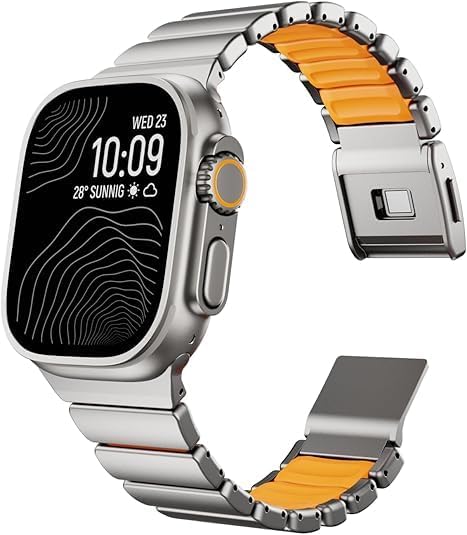 Premium Stainless Steel Magnetic Apple Watch Band with Silicone Lining