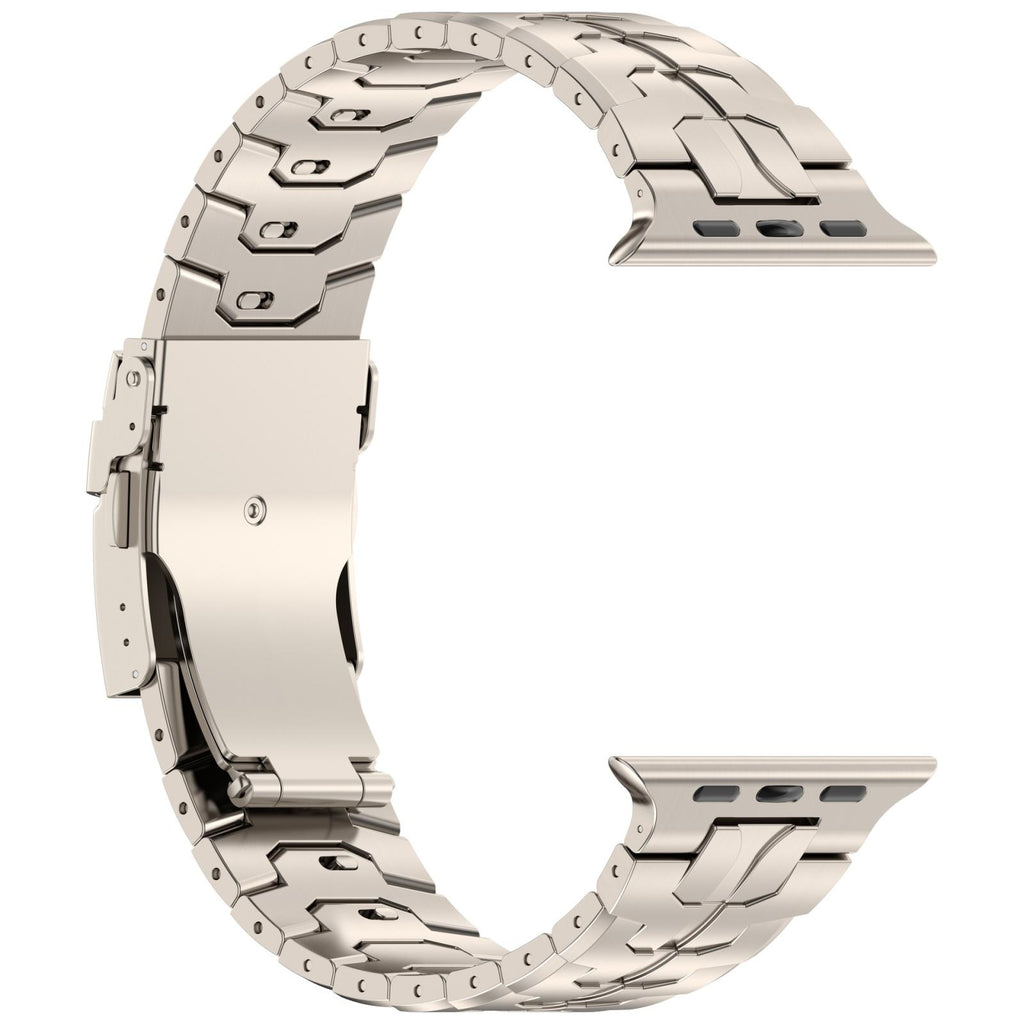 Titanium Color Stainless Steel Apple Watch Band with Tool-Free Detachable Links