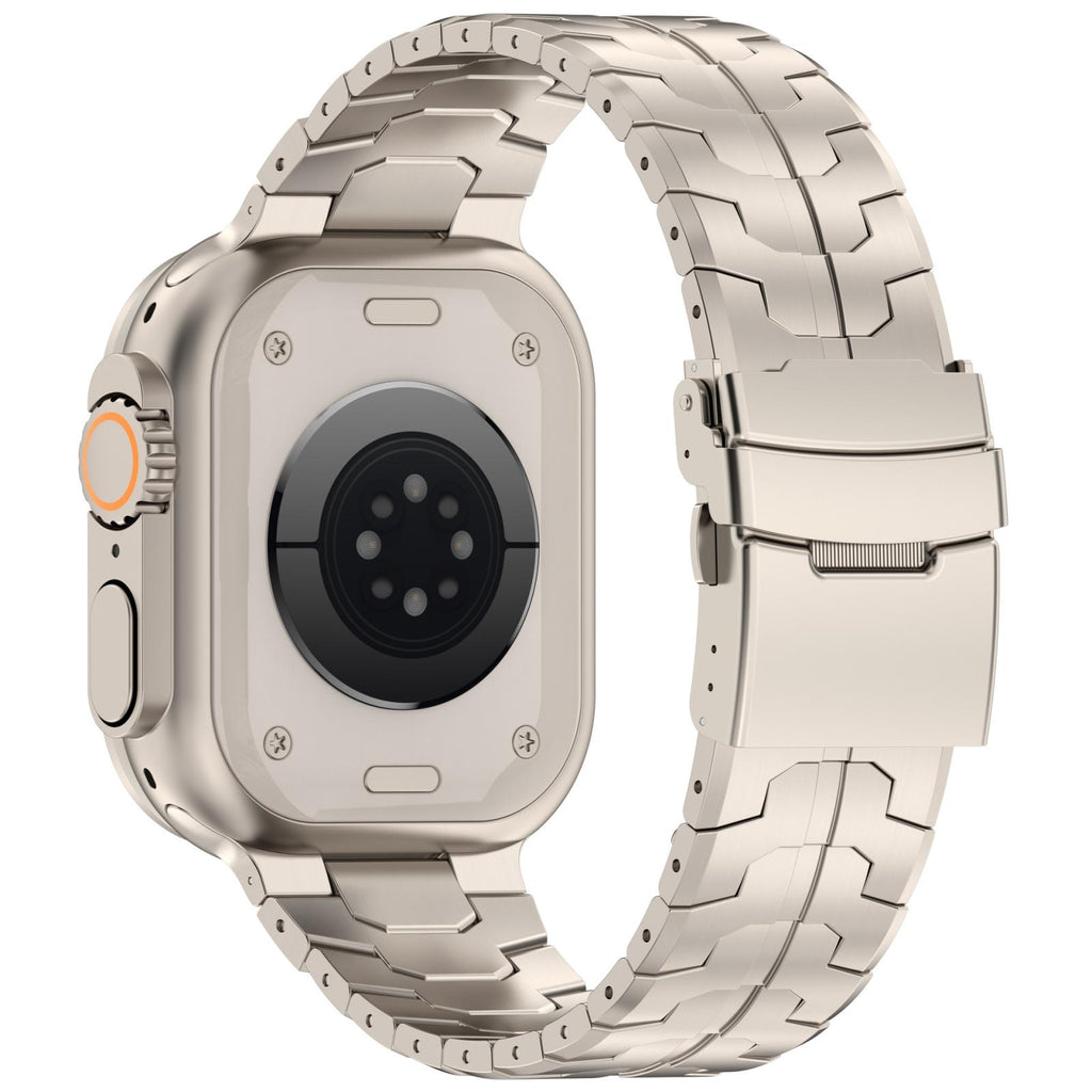 Titanium Color Stainless Steel Apple Watch Band with Tool-Free Detachable Links