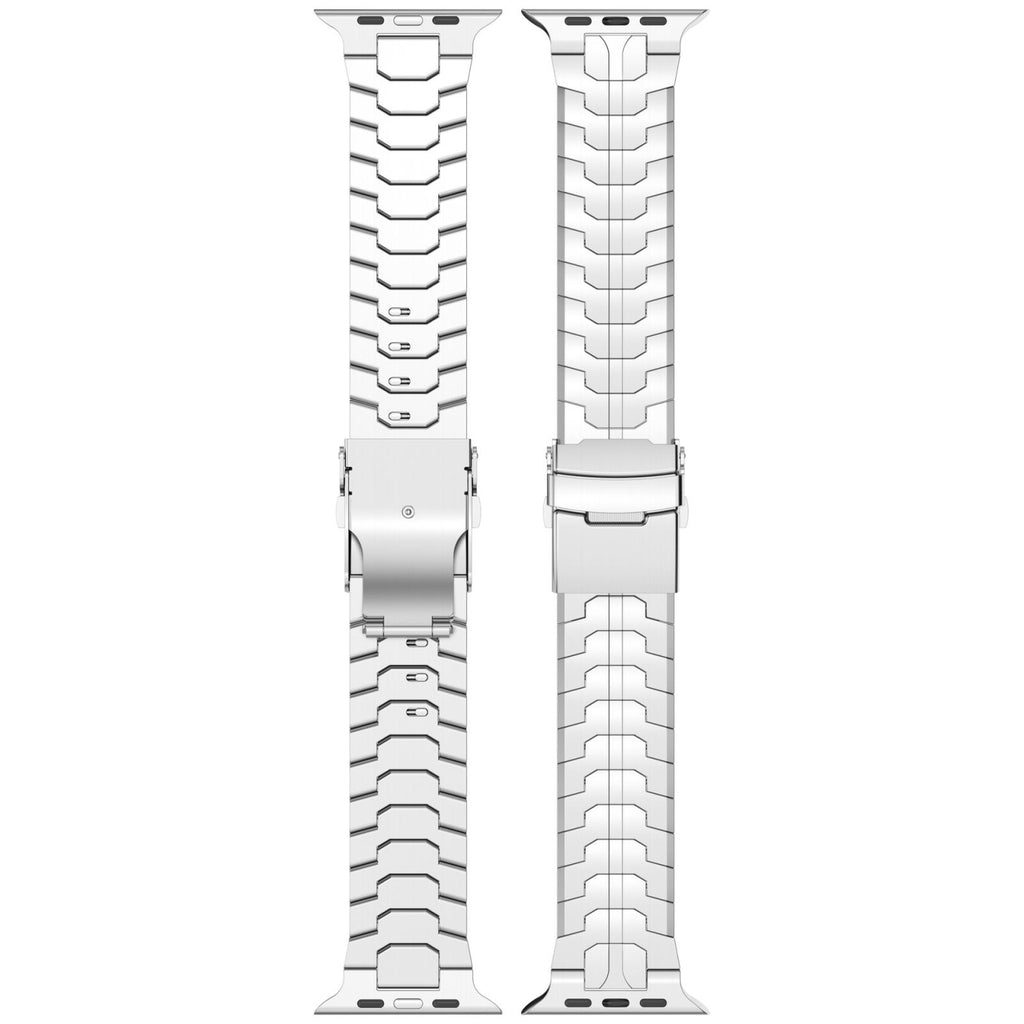 Titanium Color Stainless Steel Apple Watch Band with Tool-Free Detachable Links